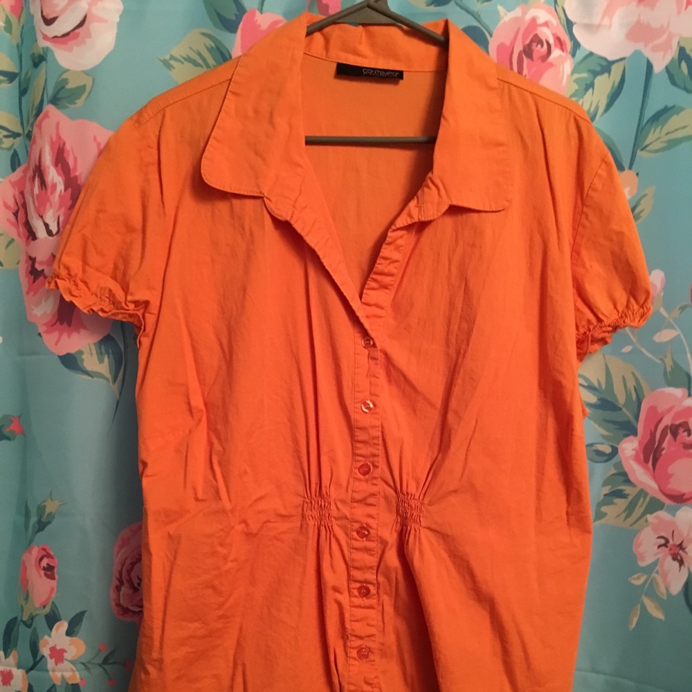 Button down orange blouse